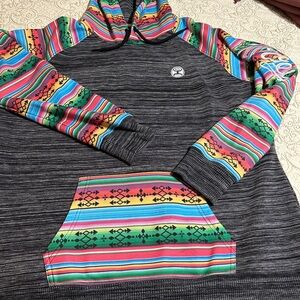 Hooey Gray Sweatshirt with Colorful Stripes